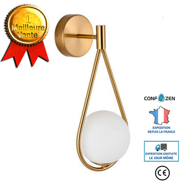 Applique murale en verre Simplicité postmoderne Style nordique laiton le salon rayon couloir balcon chambre chevet